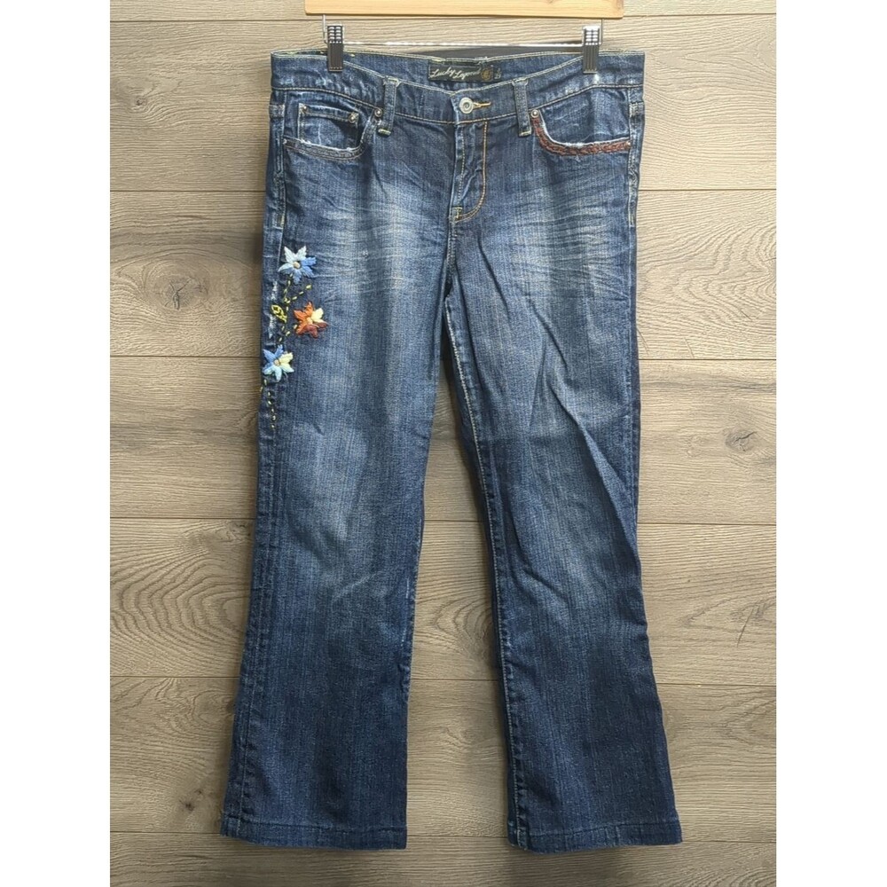 Lucky Legend Embroidered Boho Cotton Cropped Jeans Women's Size 8 / 29